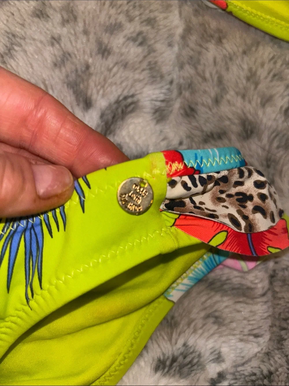 Raisins Neon‎ Lime Floral & Leopard Accent Bikini Bottom